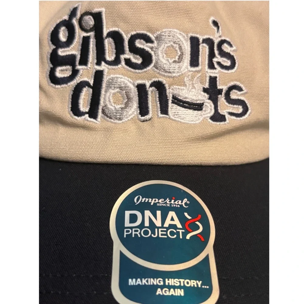 Imperial DNA Project Gibson's Donuts Snapback Hat Tan Navy Blue Memphis Bakery